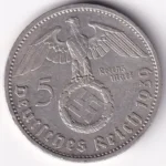Germany 5 Reichsmark 1939 Paul von Hindenburg A Mark Silver Coin