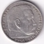 Germany 5 Reichsmark 1939 Paul von Hindenburg A Mark Silver Coin - Image 2