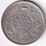 1911 One Rupee of British India Silver Coin