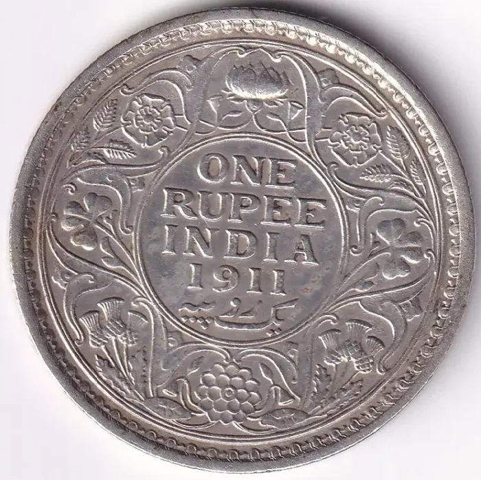 1911 One Rupee of British India Silver Coin - Image 1