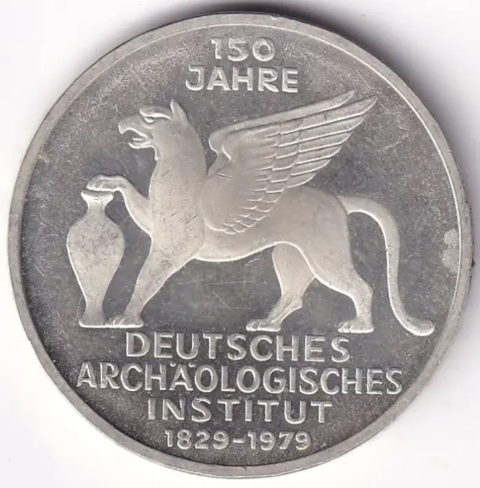 Germany 5 Deutsche Mark 1979 Archaeological Institute Silver Coin - Image 1