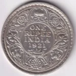 Bombay Mint 1921 One Rupee of British India Silver Coin