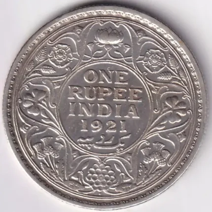 Bombay Mint 1921 One Rupee of British India Silver Coin