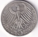 Germany 5 Deutsche Mark 1975 Friedrich Ebert Silver Coin - Image 2