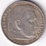 Germany 5 Reichsmark 1939 Paul von Hindenburg J Mark Silver Coin - Image 2