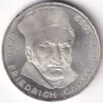 Germany 5 Deutsche Mark 1977 Carl Friedrich Gauss Silver Coin