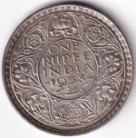 Bombay Mint One Rupee of 1938 of King George VI Silver Coin