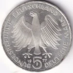 Germany 5 Deutsche Mark 1977 Carl Friedrich Gauss Silver Coin - Image 2