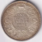 One Rupee of 1921 of British India of Bombay Mint Silver Coin