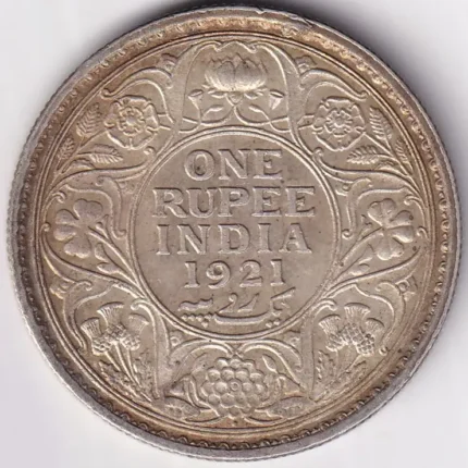 One Rupee of 1921 of British India of Bombay Mint Silver Coin