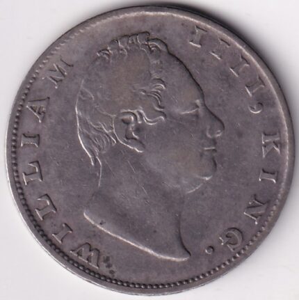 F Incuse William IV 1835 Silver One Rupee Coin