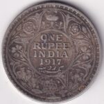 One Rupee 1917 Calcutta Mint King George V Silver Coin