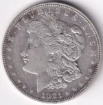Morgan Dollar One Dollar of 1921 United States Silver Coin