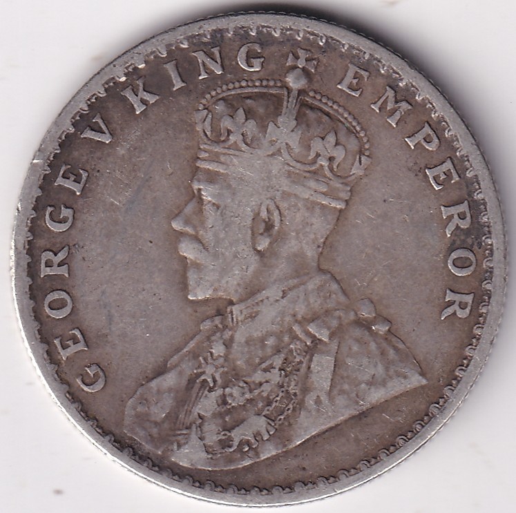 IMG_0012 One Rupee 1917 Calcutta Mint King George V Silver Coin - Image 2