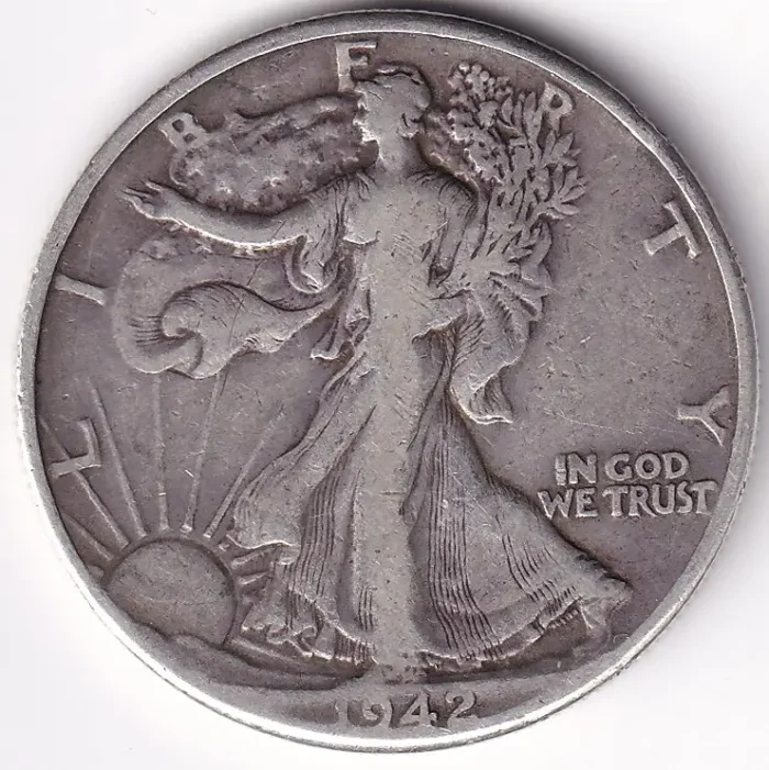 USA Walking Liberty Half Dollar 1942 Silver Philadelphia Mint Coin - Image 1