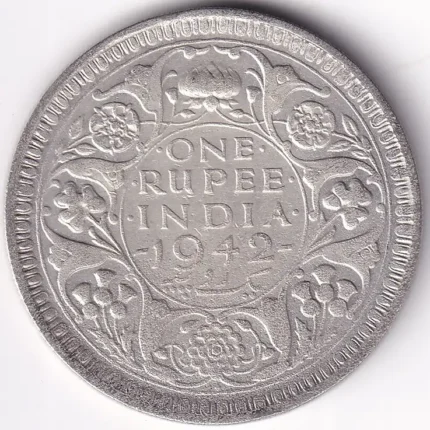 One Rupee 1942 George VI Bombay Mint Silver Coin
