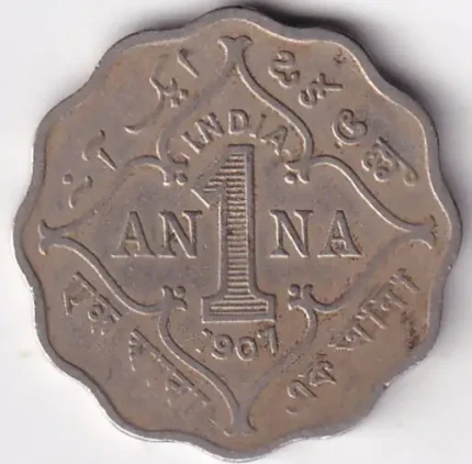 British india One Anna 1907 King Edward VII Coin