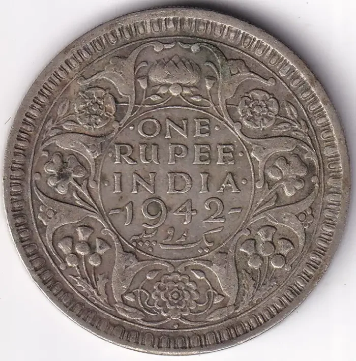 One Rupee 1942 George VI Silver Coin - Image 1