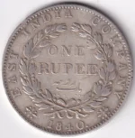 East India Company One Rupee 1840 Continuous Legend Silver Coin