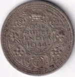One Rupee of 1944 of British India Lahore Mint Silver Coin