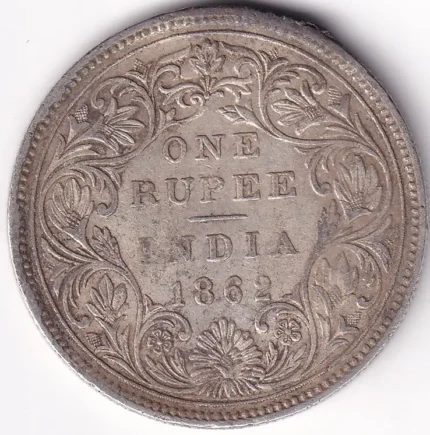One Rupee 1862 Victoria Queen Silver Coin