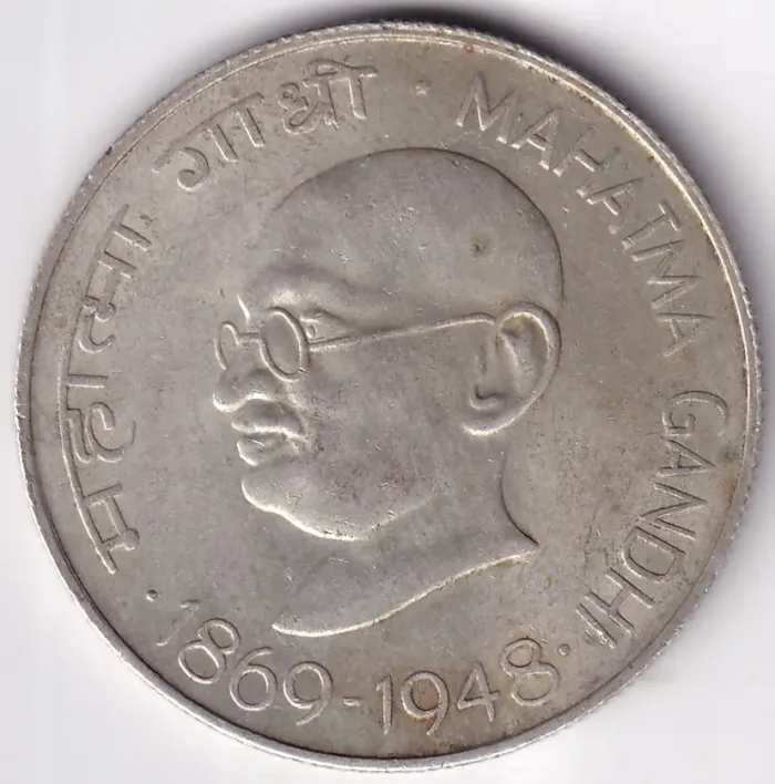 10 Rupees Mahatma Gandhi 1969 Silver Coin - Image 2