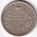 One Rupee 1945 George VI Lahore Mint Silver Coin