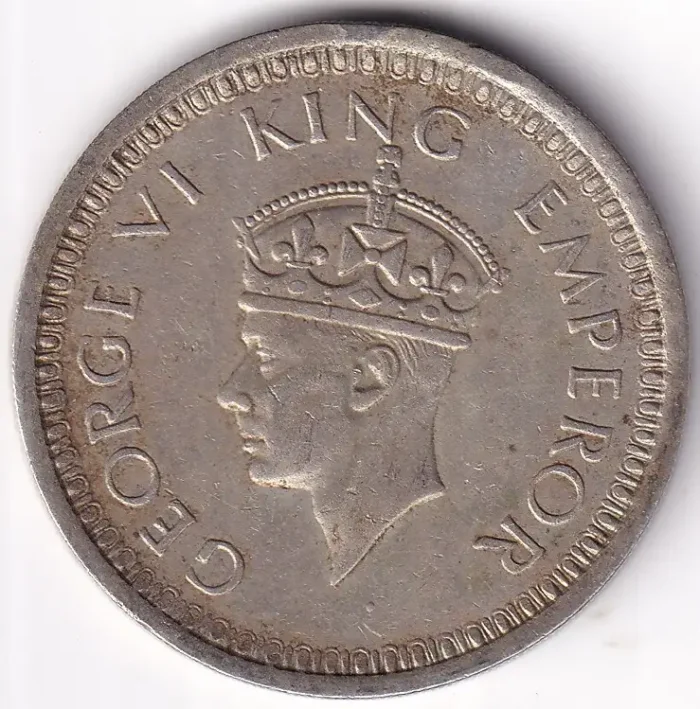 One Rupee 1945 George VI Lahore Mint Silver Coin - Image 2