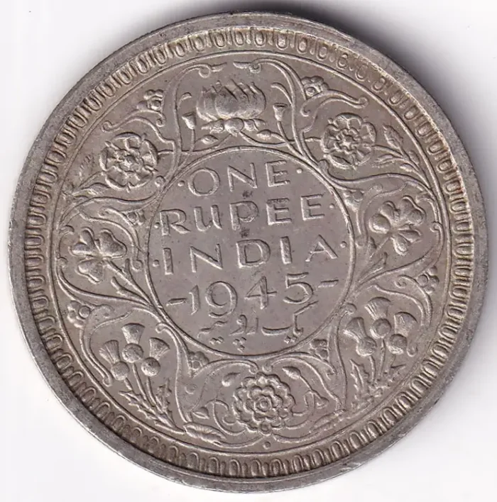 One Rupee 1945 George VI Bombay Mint Silver Coin - Image 1