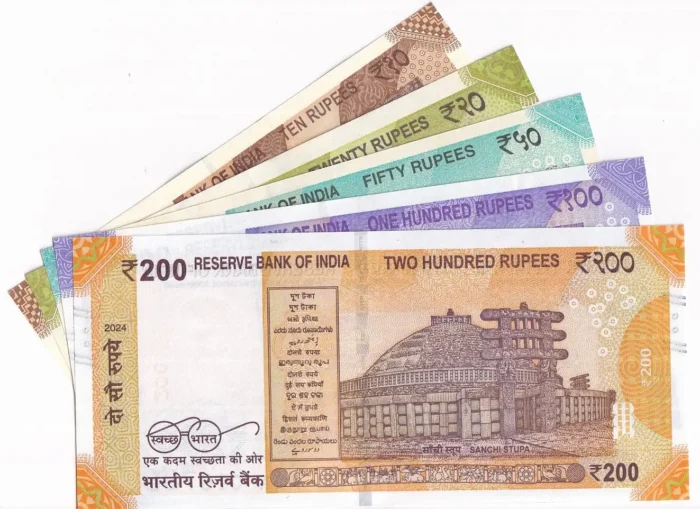 New Series 10 20 50 100 200 Rupees 786 Telescopic Ending Unc Set - Image 2