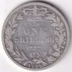 1886 One Shilling Victoria Silver Coin