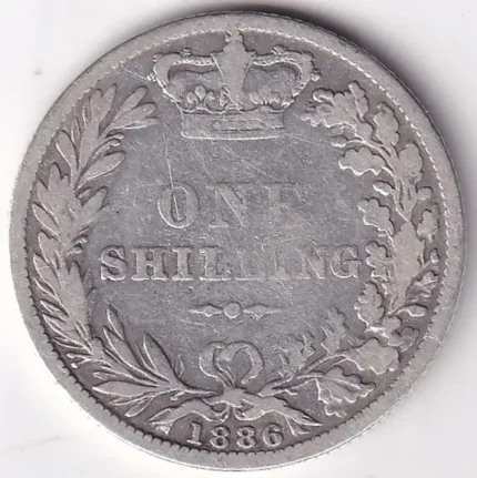 1886 One Shilling Victoria Silver Coin