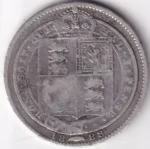 United Kingdom 1888 One Shilling Victoria Silver Coin