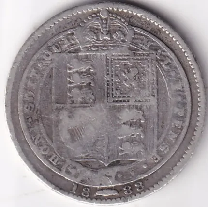 United Kingdom 1888 One Shilling Victoria Silver Coin