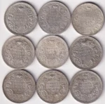 Half Rupee 1940 to 1945 Complete Set Mint Wise Silver Coins