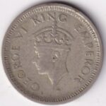 1945 Large 5 Quarter Rupee Bombay Mint Silver Coin - Image 2