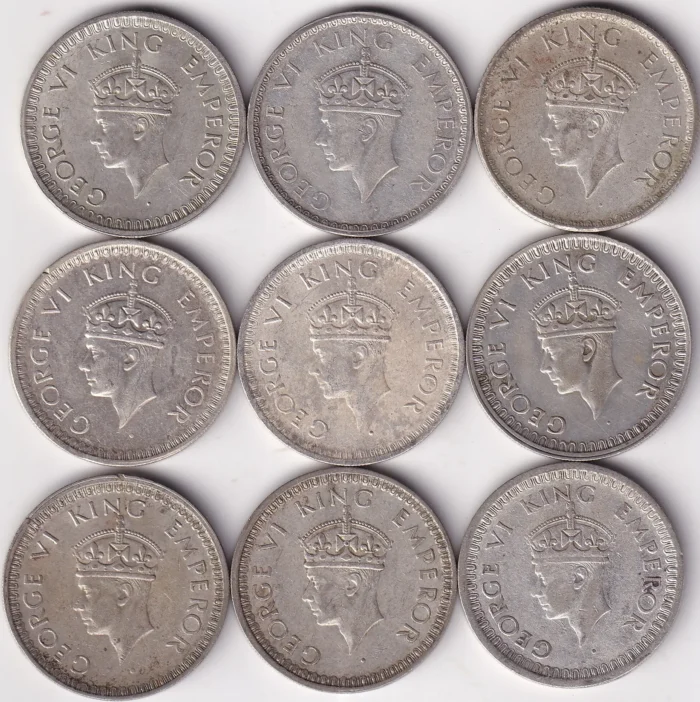 Half Rupee 1940 to 1945 Complete Set Mint Wise Silver Coins - Image 2
