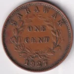 One Cent of Sarawak of 1927 Bronze Coin