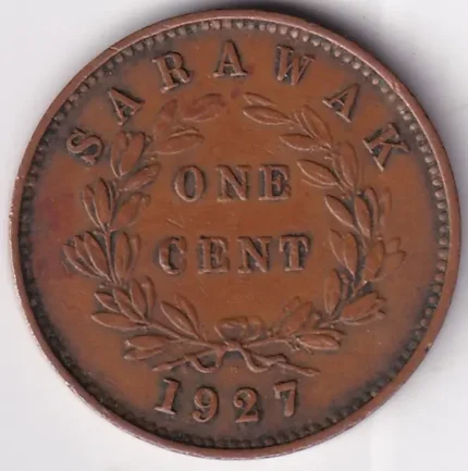 One Cent of Sarawak of 1927 Bronze Coin