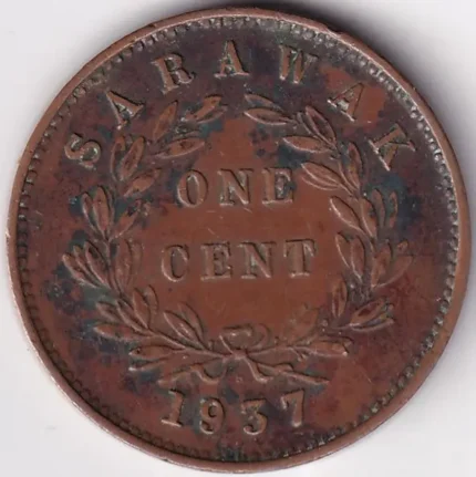 One Cent of Sarawak of 1937 Bronze Coin