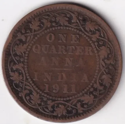 One Quarter Anna 1911 George V Coin
