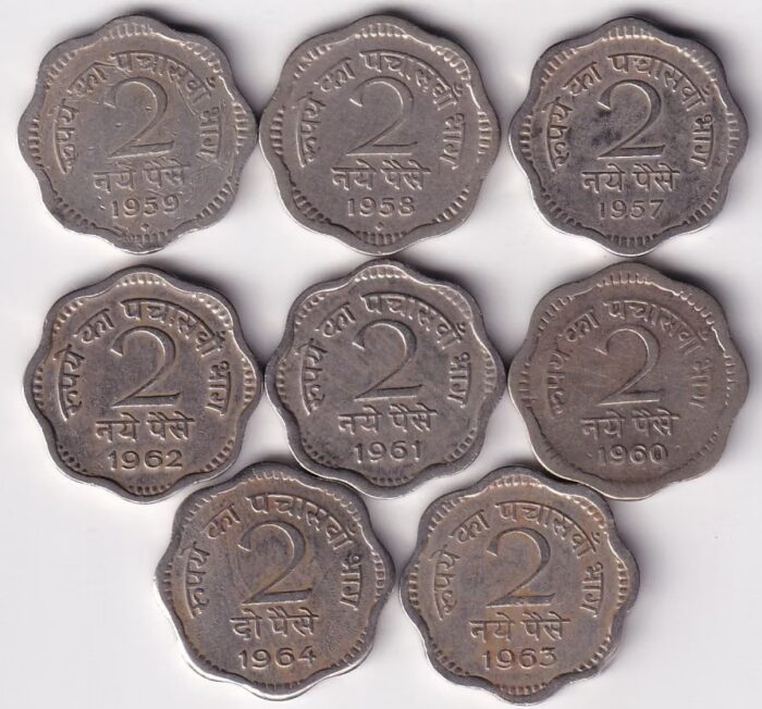 Vintage Indian 5 Naye Paise 1957-1965 Coins Collection - Image 2
