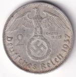 Germany 2 Reichsmark 1937 Paul von Hindenburg Silver Coin