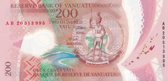 200 Vatu of Vanuatu of 2014 Polymer Prefix AB Unc Note - Image 1