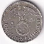 Germany 2 Reichsmark 1938 Paul von Hindenburg B Mark Silver Coin