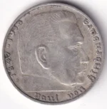 Germany 2 Reichsmark 1938 Paul von Hindenburg E Mark Silver Coin - Image 2