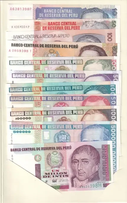 Peru Inti Banknotes Collection 11 Original Notes Collection Cover