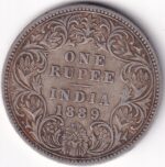 British India 1 Rupee 1889 Victoria Silver Coin