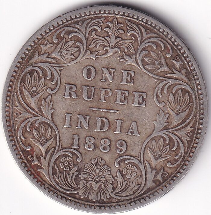 British India 1 Rupee 1889 Victoria Silver Coin - Image 1