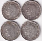 British George V Silver Threepence Coins (1933–1936) Set of 4 Coins - Image 2